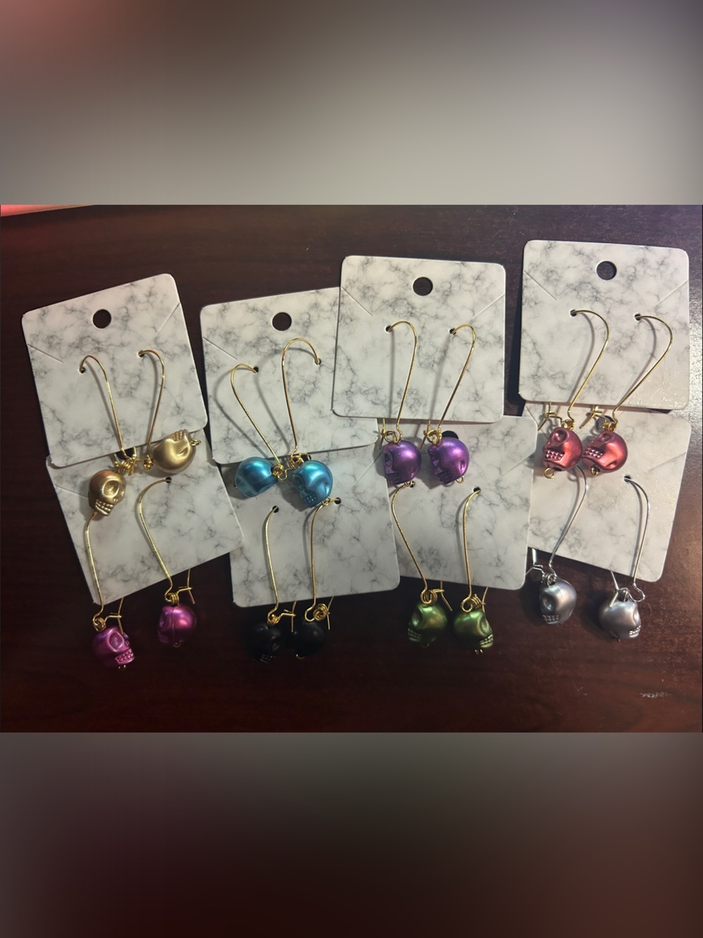 Gold Skull Drop Earrings - Women Jewelry - Picture 4 of 4